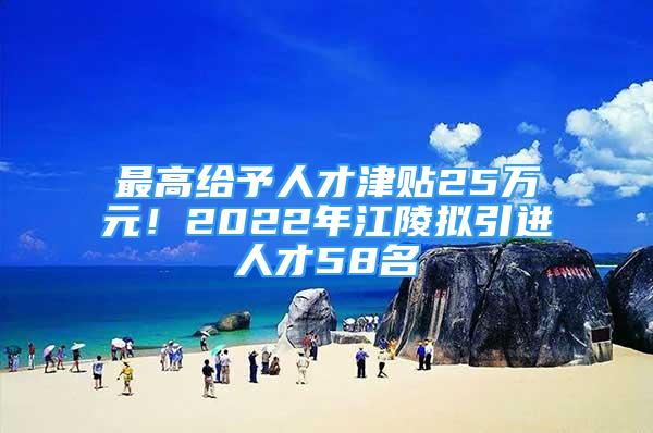 最高給予人才津貼25萬元！2022年江陵擬引進(jìn)人才58名