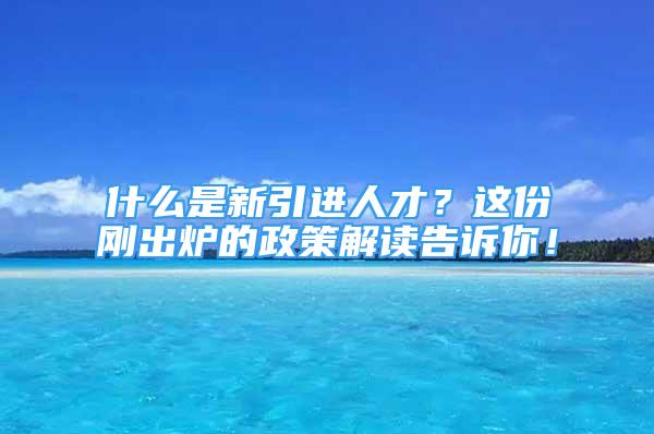 什么是新引進人才？這份剛出爐的政策解讀告訴你！