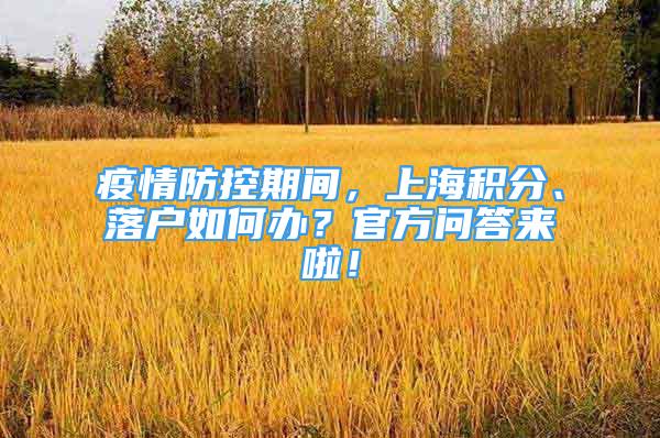 疫情防控期間，上海積分、落戶如何辦？官方問(wèn)答來(lái)啦！