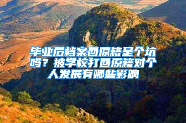 畢業(yè)后檔案回原籍是個坑嗎？被學校打回原籍對個人發(fā)展有哪些影響