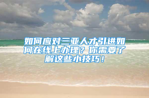 如何應(yīng)對三亞人才引進(jìn)如何在線上辦理？你需要了解這些小技巧！