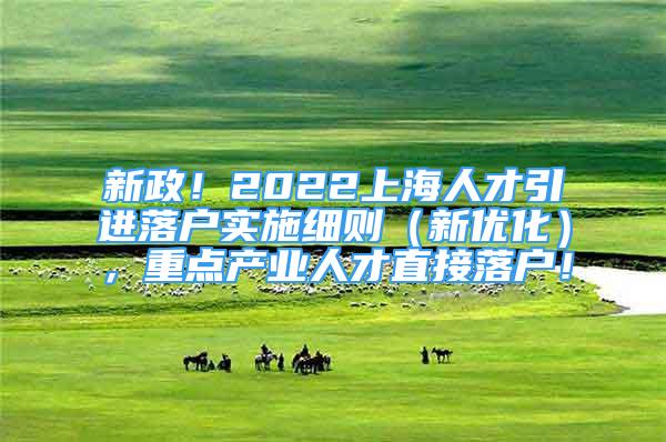 新政！2022上海人才引進(jìn)落戶實(shí)施細(xì)則（新優(yōu)化），重點(diǎn)產(chǎn)業(yè)人才直接落戶！