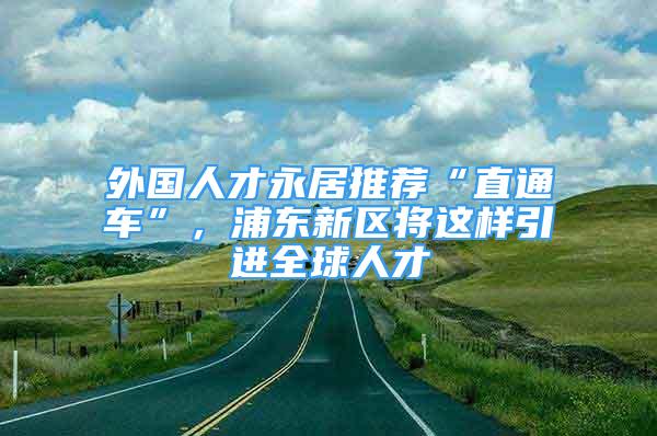 外國人才永居推薦“直通車”，浦東新區(qū)將這樣引進(jìn)全球人才