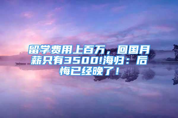 留學(xué)費(fèi)用上百萬，回國月薪只有3500!海歸：后悔已經(jīng)晚了！