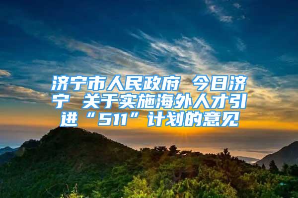 濟寧市人民政府 今日濟寧 關(guān)于實施海外人才引進“511”計劃的意見