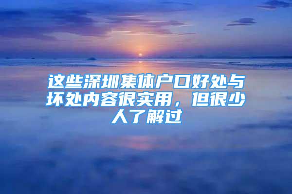 這些深圳集體戶口好處與壞處內(nèi)容很實(shí)用，但很少人了解過(guò)