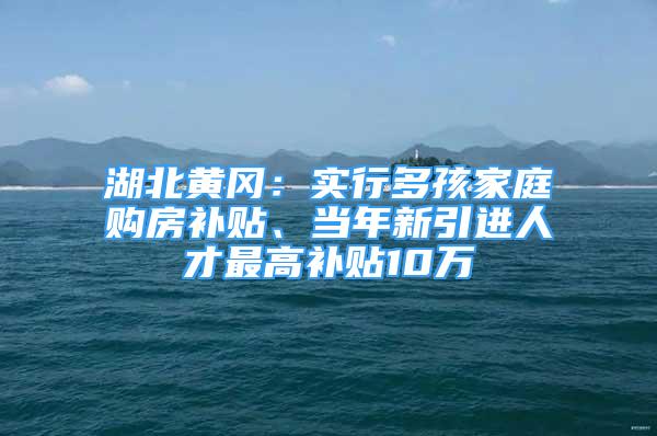 湖北黃岡：實行多孩家庭購房補貼、當(dāng)年新引進(jìn)人才最高補貼10萬