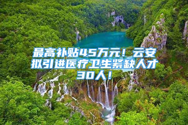 最高補貼45萬元！云安擬引進醫(yī)療衛(wèi)生緊缺人才30人！