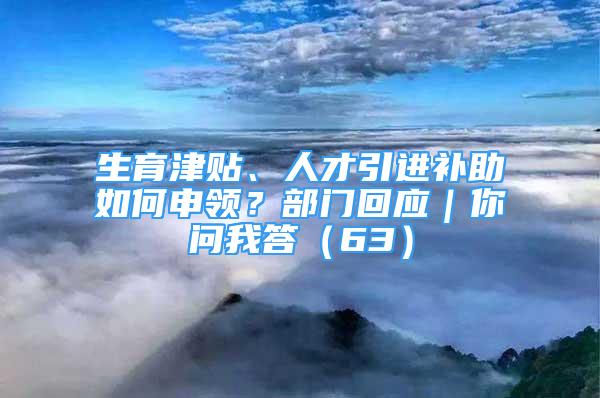 生育津貼、人才引進(jìn)補(bǔ)助如何申領(lǐng)？部門回應(yīng)｜你問我答（63）