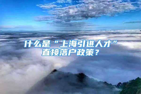 什么是“上海引進人才”直接落戶政策？