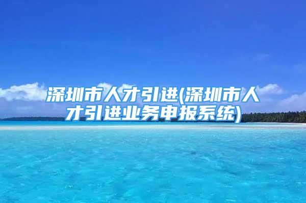 深圳市人才引進(jìn)(深圳市人才引進(jìn)業(yè)務(wù)申報系統(tǒng))