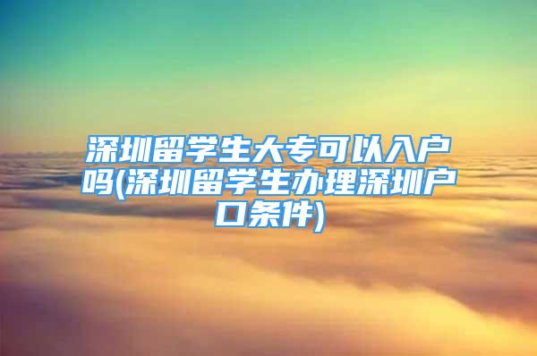 深圳留學生大?？梢匀霊魡?深圳留學生辦理深圳戶口條件)