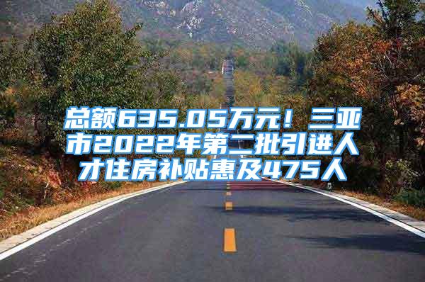 總額635.05萬元！三亞市2022年第二批引進(jìn)人才住房補(bǔ)貼惠及475人