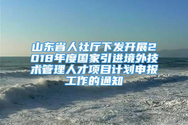 山東省人社廳下發(fā)開展2018年度國(guó)家引進(jìn)境外技術(shù)管理人才項(xiàng)目計(jì)劃申報(bào)工作的通知