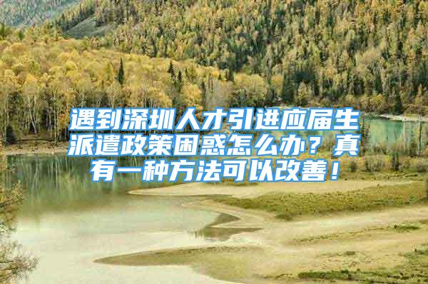 遇到深圳人才引進(jìn)應(yīng)屆生派遣政策困惑怎么辦？真有一種方法可以改善！