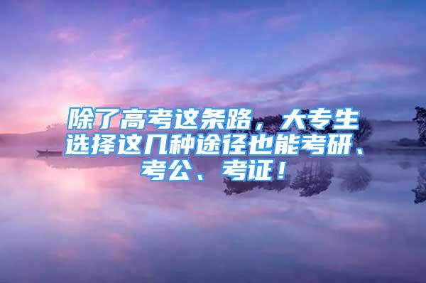 除了高考這條路，大專生選擇這幾種途徑也能考研、考公、考證！