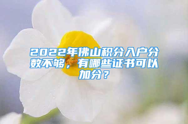 2022年佛山積分入戶分數不夠，有哪些證書可以加分？