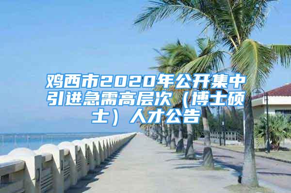 雞西市2020年公開集中引進(jìn)急需高層次（博士碩士）人才公告