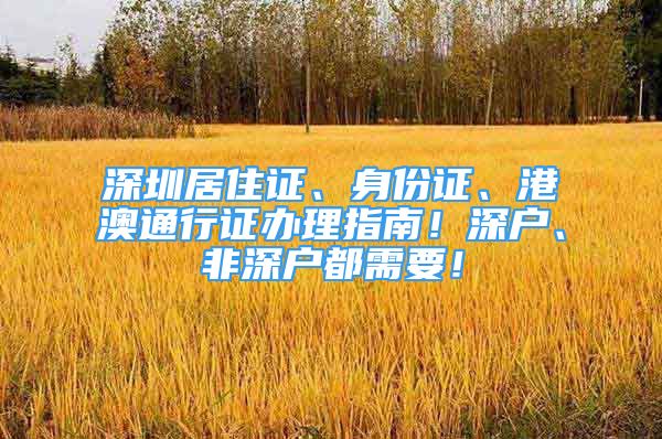 深圳居住證、身份證、港澳通行證辦理指南！深戶、非深戶都需要！