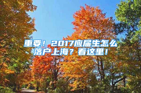 重要！2017應屆生怎么落戶上海？看這里！