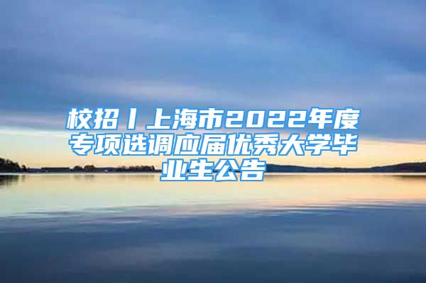 校招丨上海市2022年度專項選調(diào)應屆優(yōu)秀大學畢業(yè)生公告