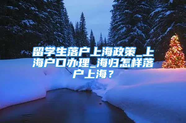 留學生落戶上海政策_上海戶口辦理_海歸怎樣落戶上海？