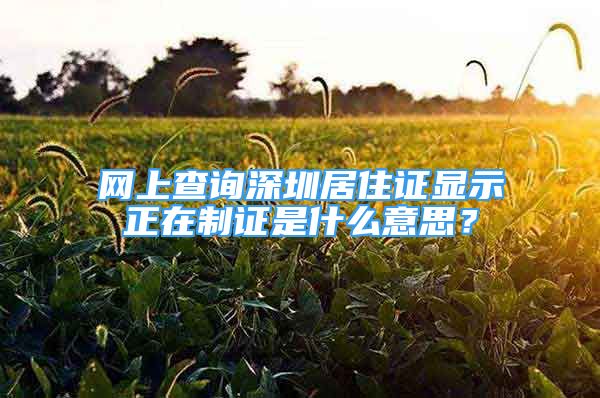 網(wǎng)上查詢深圳居住證顯示正在制證是什么意思？