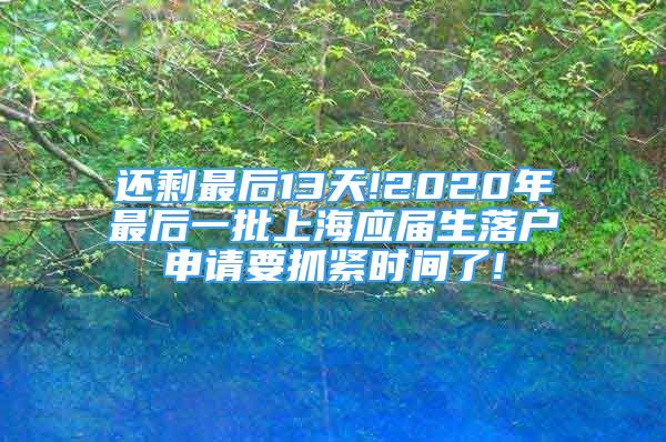 還剩最后13天!2020年最后一批上海應屆生落戶申請要抓緊時間了!