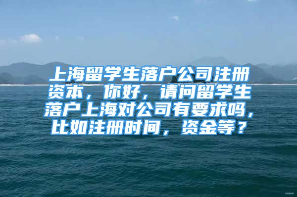 上海留學生落戶公司注冊資本，你好，請問留學生落戶上海對公司有要求嗎，比如注冊時間，資金等？