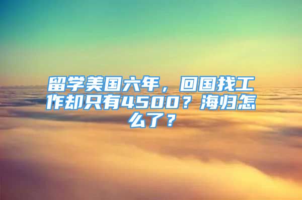 留學(xué)美國六年，回國找工作卻只有4500？海歸怎么了？