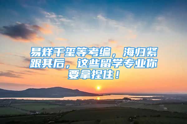 易烊千璽等考編，海歸緊跟其后，這些留學(xué)專業(yè)你要拿捏??！