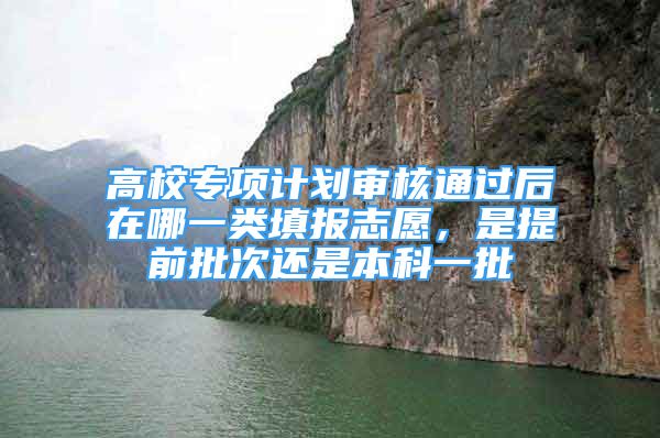 高校專項計劃審核通過后在哪一類填報志愿，是提前批次還是本科一批