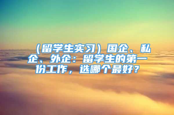 （留學(xué)生實習(xí)）國企、私企、外企：留學(xué)生的第一份工作，選哪個最好？