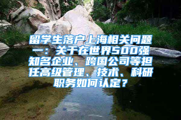 留學生落戶上海相關問題一：關于在世界500強知名企業(yè)、跨國公司等擔任高級管理、技術、科研職務如何認定？