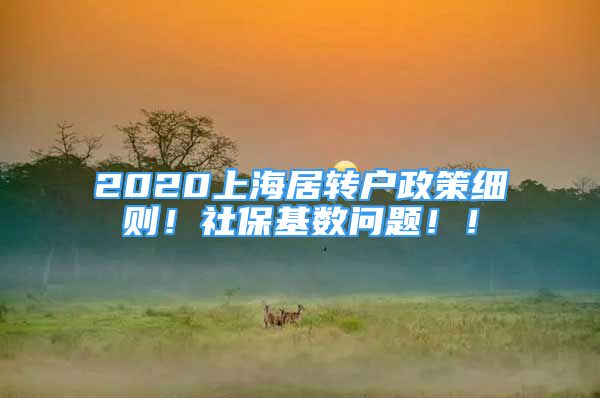 2020上海居轉(zhuǎn)戶政策細(xì)則！社?；鶖?shù)問題??！