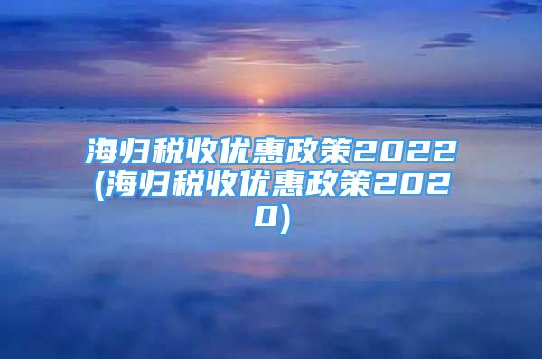 海歸稅收優(yōu)惠政策2022(海歸稅收優(yōu)惠政策2020)