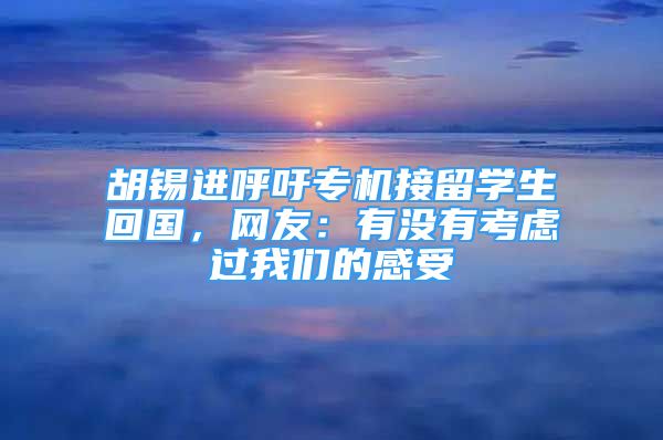 胡錫進(jìn)呼吁專機(jī)接留學(xué)生回國(guó)，網(wǎng)友：有沒有考慮過我們的感受