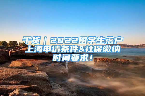 干貨｜2022留學(xué)生落戶上海申請(qǐng)條件&社保繳納時(shí)間要求！