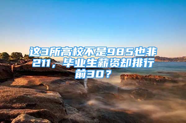 這3所高校不是985也非211，畢業(yè)生薪資卻排行前30？