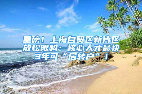 重磅！上海自貿(mào)區(qū)新片區(qū)放松限購：核心人才最快3年可“居轉(zhuǎn)戶”！