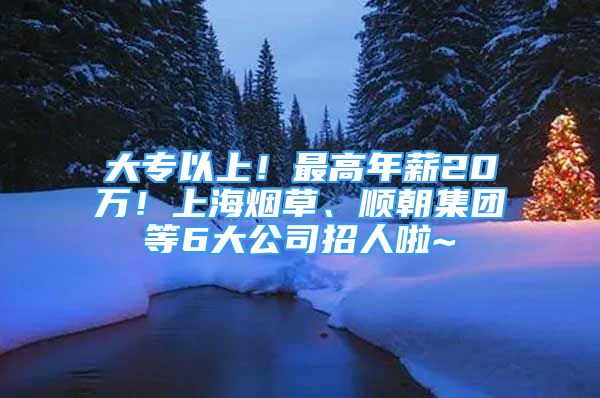 大專以上！最高年薪20萬！上海煙草、順朝集團(tuán)等6大公司招人啦~