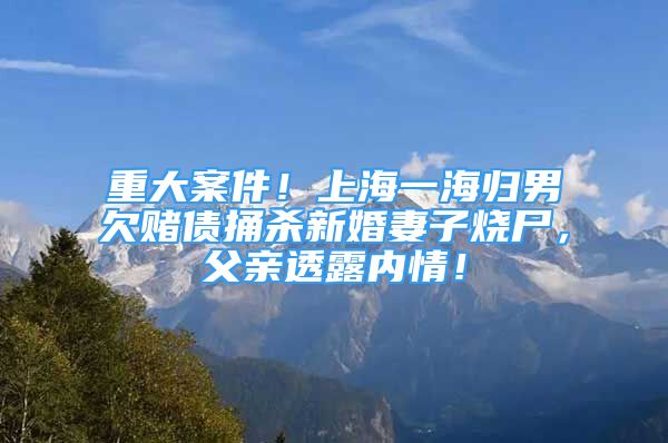 重大案件！上海一海歸男欠賭債捅殺新婚妻子燒尸，父親透露內(nèi)情！