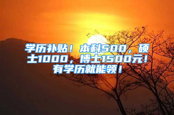 學(xué)歷補(bǔ)貼！本科500，碩士1000，博士1500元！有學(xué)歷就能領(lǐng)！