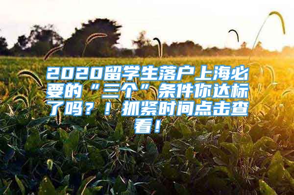 2020留學(xué)生落戶上海必要的“三個(gè)”條件你達(dá)標(biāo)了嗎？！抓緊時(shí)間點(diǎn)擊查看！