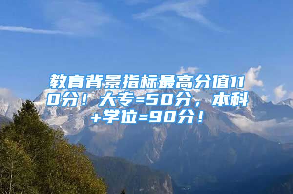 教育背景指標(biāo)最高分值110分！大專=50分，本科+學(xué)位=90分！