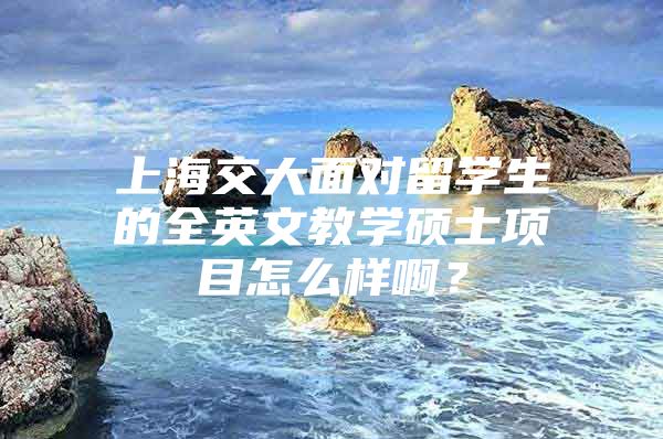 上海交大面對留學生的全英文教學碩士項目怎么樣?。?/></p>
								<p style=