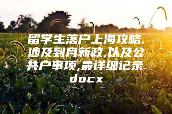 留學生落戶上海攻略,涉及到月新政,以及公共戶事項,最詳細記錄.docx