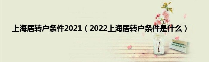 上海居轉(zhuǎn)戶條件2021（2022上海居轉(zhuǎn)戶條件是什么）