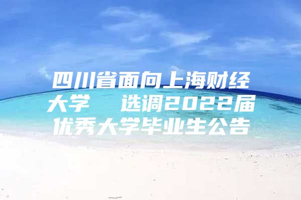 四川省面向上海財(cái)經(jīng)大學(xué)  選調(diào)2022屆優(yōu)秀大學(xué)畢業(yè)生公告