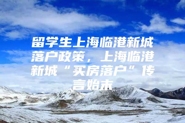 留學(xué)生上海臨港新城落戶政策，上海臨港新城“買房落戶”傳言始末